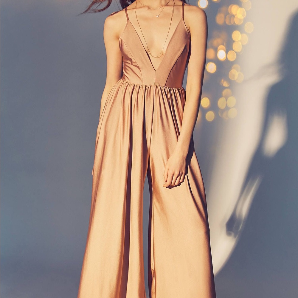 Plunging shimmer jumpsuit